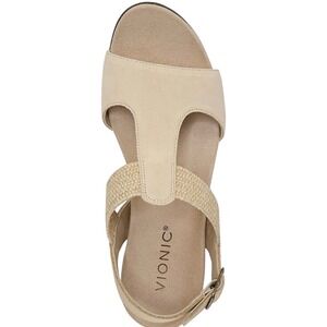 NWOB Vionic‎ Kaytie Women's Cork Wedge Sandal in Semolina size 11 Comfort Casual